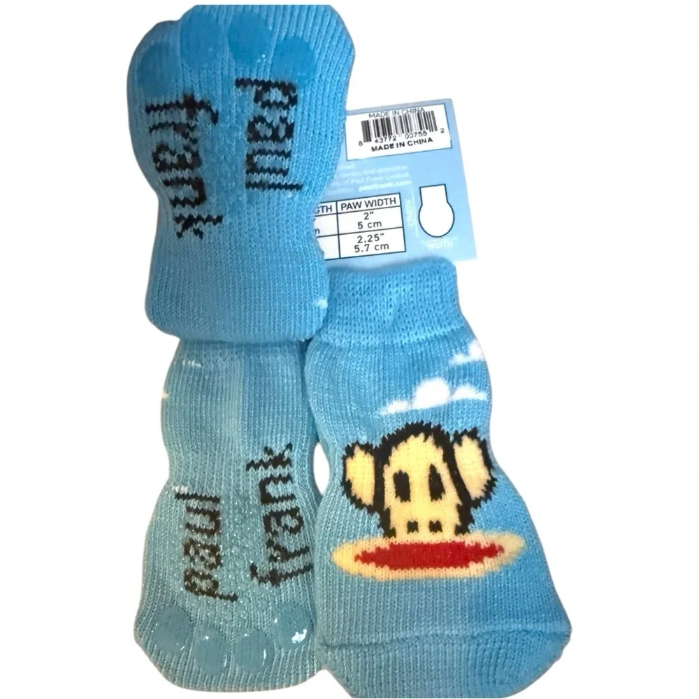 Paul Frank Dog Socks, Light Blue Sock Monkey Puppy Socks, Size XS-Small, New